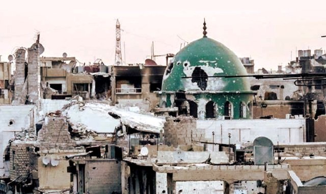 Fighting Traps 200 Civilians Inside Mosque In Qaboun